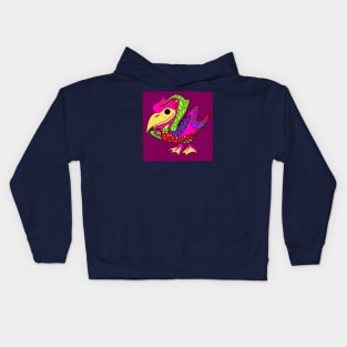 bird pelican illustration in boho aztec mandala ecopop Kids Hoodie